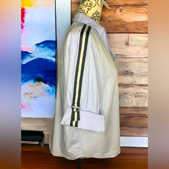 🆕 ZARA Women’s light blue blouse with striped arms- Small - Picture 4 of 9